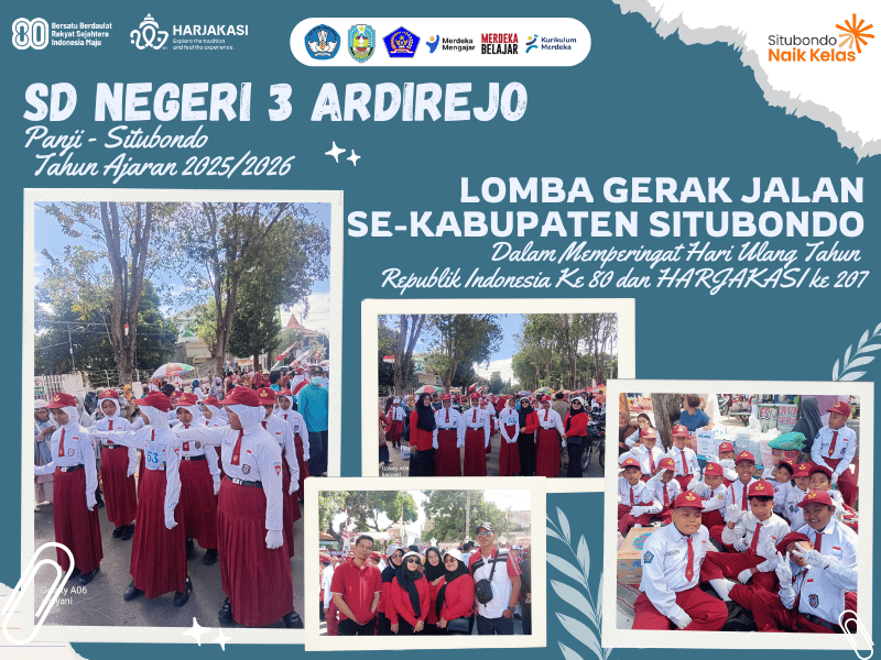 MERIAH! Lomba Gerak Jalan Tingkat SD/MI Se-Kabupaten Situbondo Semaraki HUT RI ke 80 dan HARJAKASI Ke 207